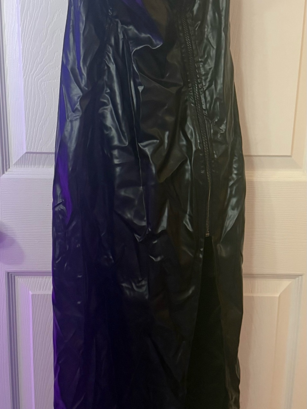 Black Faux Leather Zip-Front Women's dress
